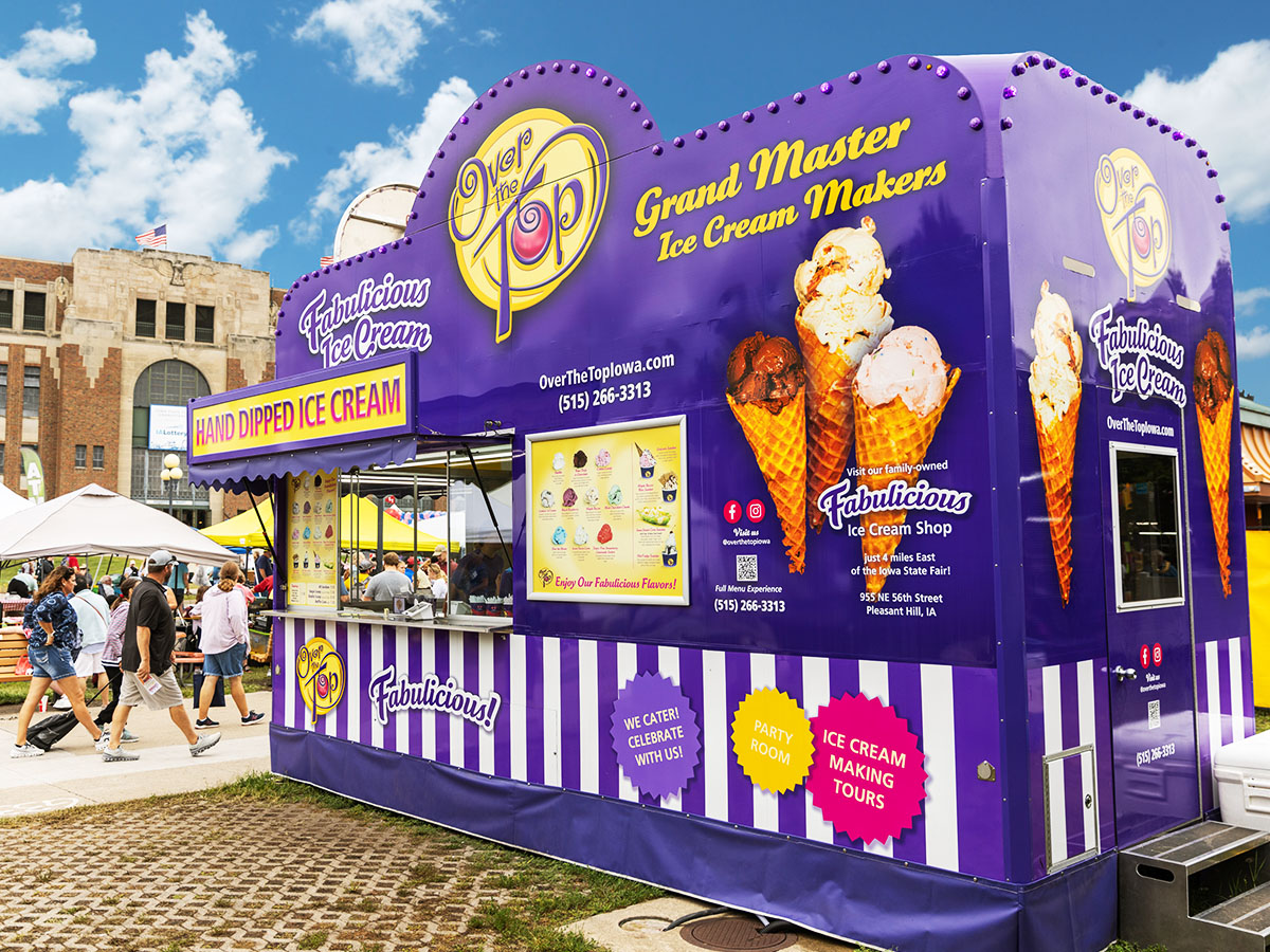 The Over The Top Ice Cream trailer at the Iowa State Fair.