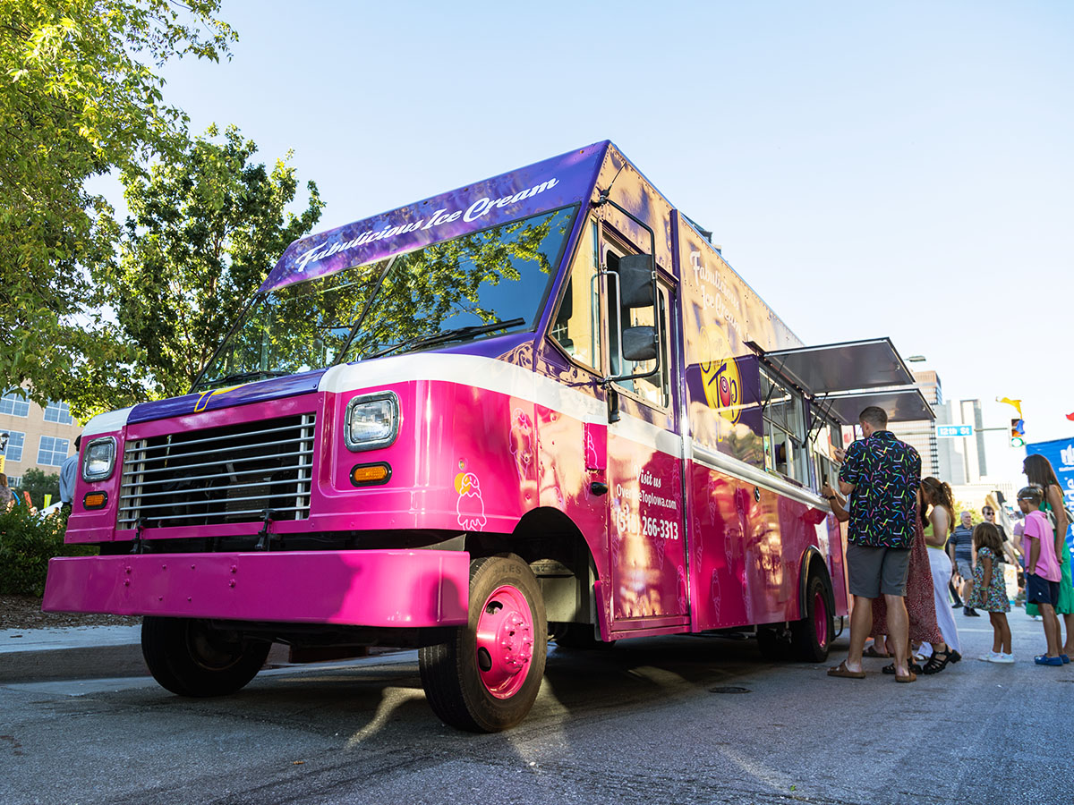 The brand new Over The Top Ice Cream truck debuting at the Des Moines Arts Festival.